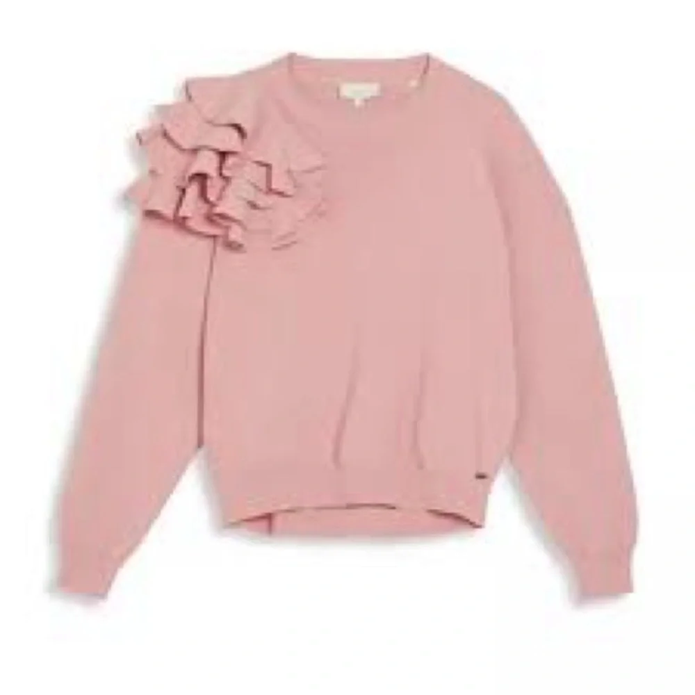TED‎ BAKER Women Size 2/US 6 Debroh Easy Fit Ruffled Jumper pink Pullover